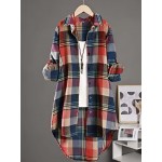 Plaid Pattern Button Front Shirt, Casual Long Sleeve Lapel Collar Shirt, Women's Clothing