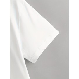 Sketch Style Palm Tree Pattern Top Casual Mid Stretch Short Sleeve Crew Neck Graphic T-shirt, Men's Tee For Summer Outdoor