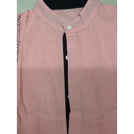 Men's Stylish Color Matching Shirt, Casual Breathable Stand Collar Button Up Long Sleeve Shirt Top For City Walk Street Hanging Outdoor Activities