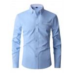 Men's Formal Classic Design Button Up Shirt, Male Clothes For Spring And Fall Business Occasion