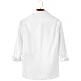 Men's Casual Solid Button Up Long Sleeve Shirt, Men's Clothes For Spring Summer Autumn, Tops For Men