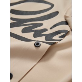 Stylish Letter Print Men's Casual Short Sleeve Shirt, Men's Baseball Jersey For Summer Vacation Resort, Tops For Men, Gift For Men